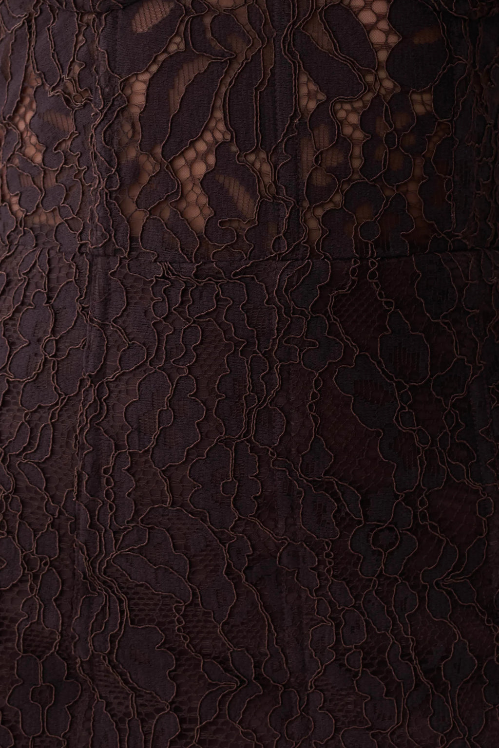 Ottilie Lace And Mesh Midi Dress - Dark Chocolate