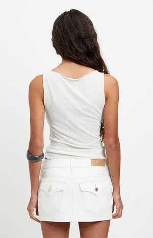 Pacsun Piper Stretch White Jean Micro Mini Skirt
