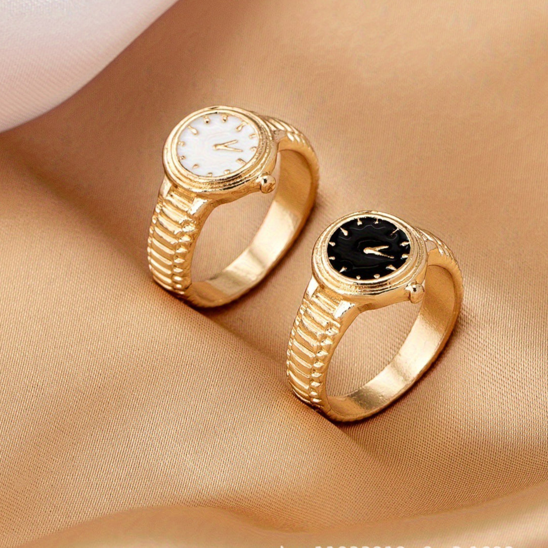2-Piece Minimalist Watch Drip Color Ring Set