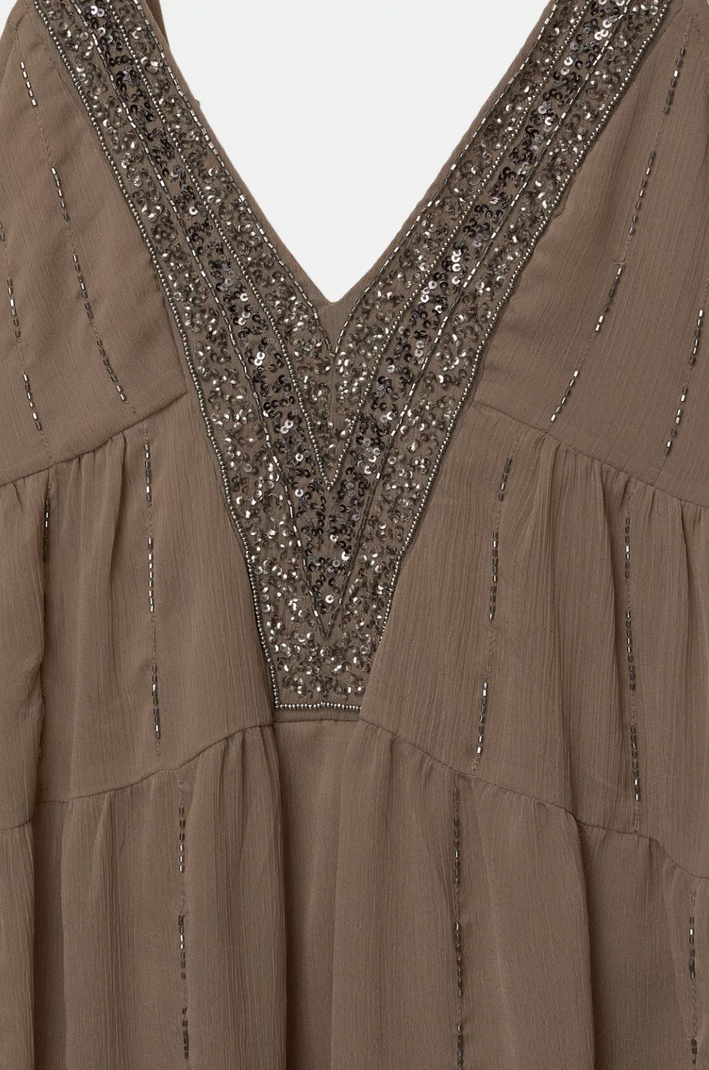 Liora — Lightweight Beaded Boho Mini Dress with V-Neck