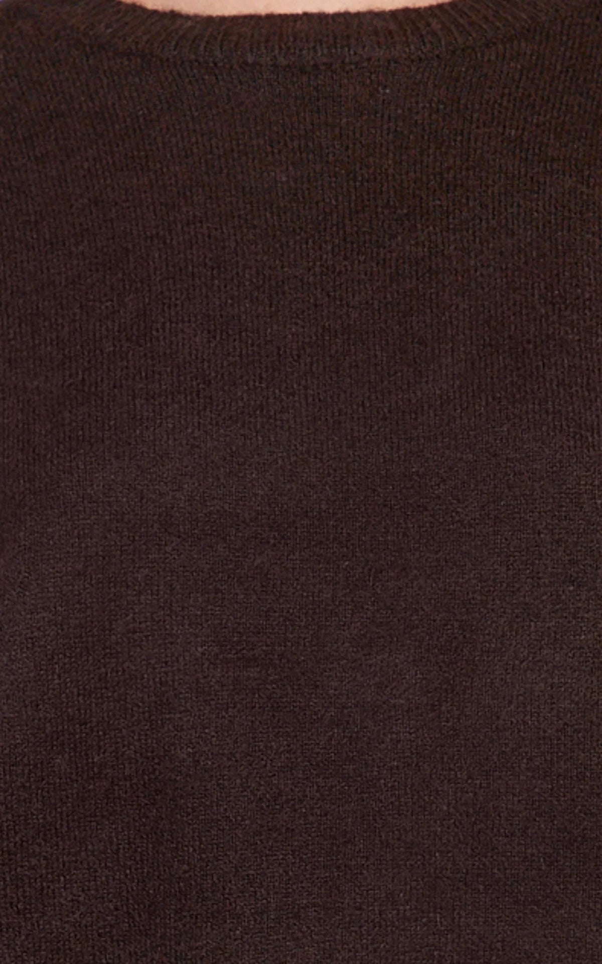 Amanda Top - Crew Neck Long Sleeve Knit Sweater in Chocolate