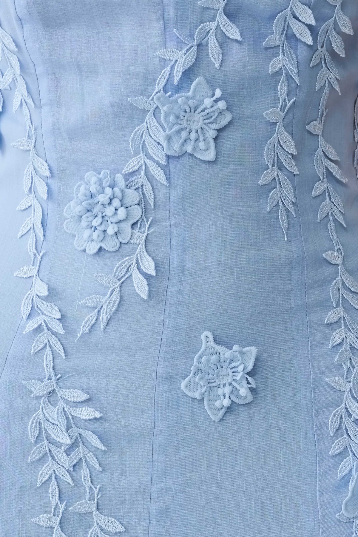 Odette Floral Lace Midi Dress - Pale Blue