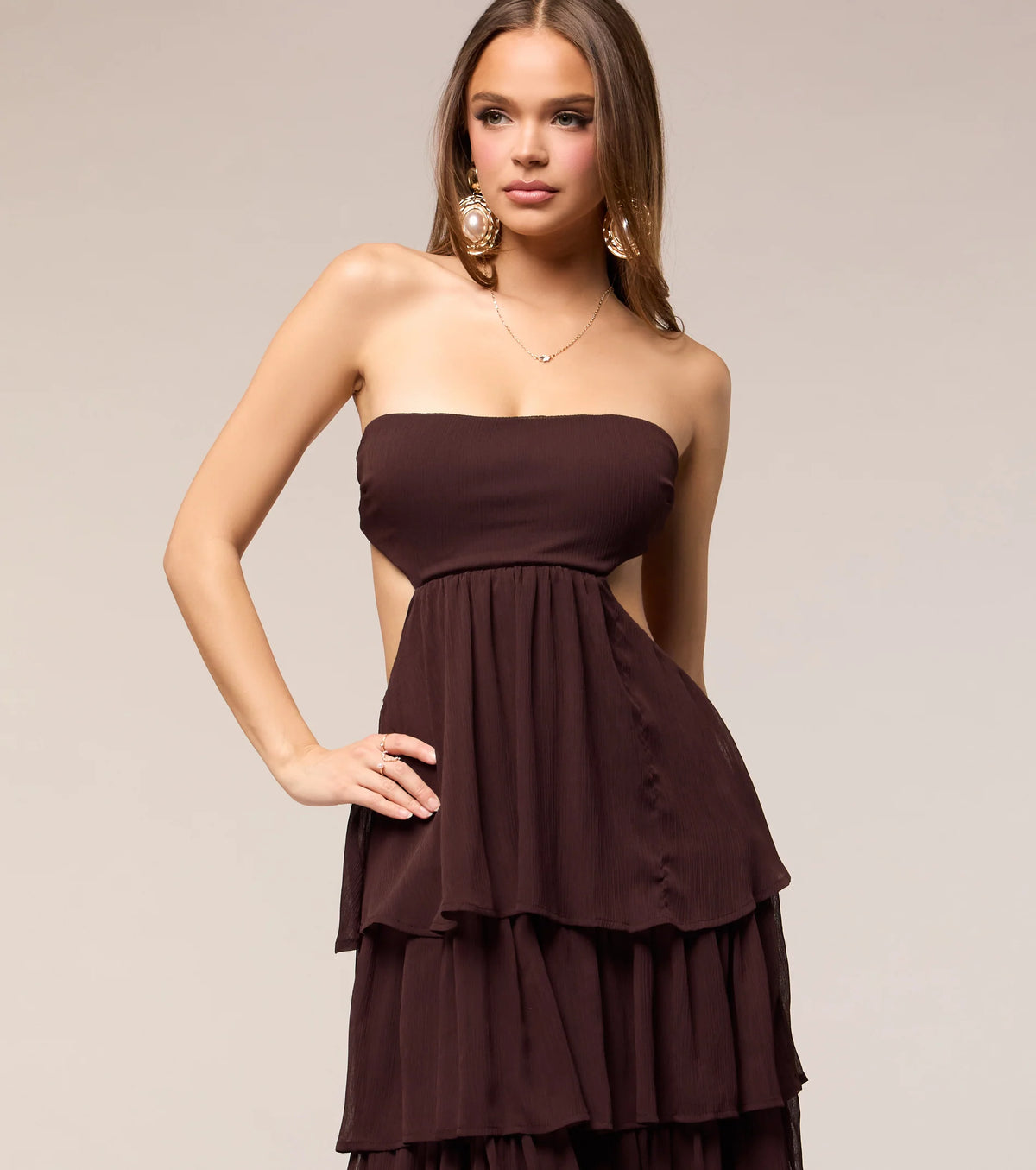 Soft Drama Strapless Tiered Ruffle Maxi Dress