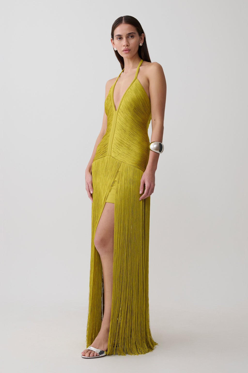 Tiffany Fringe Maxi Dress - Chartreuse