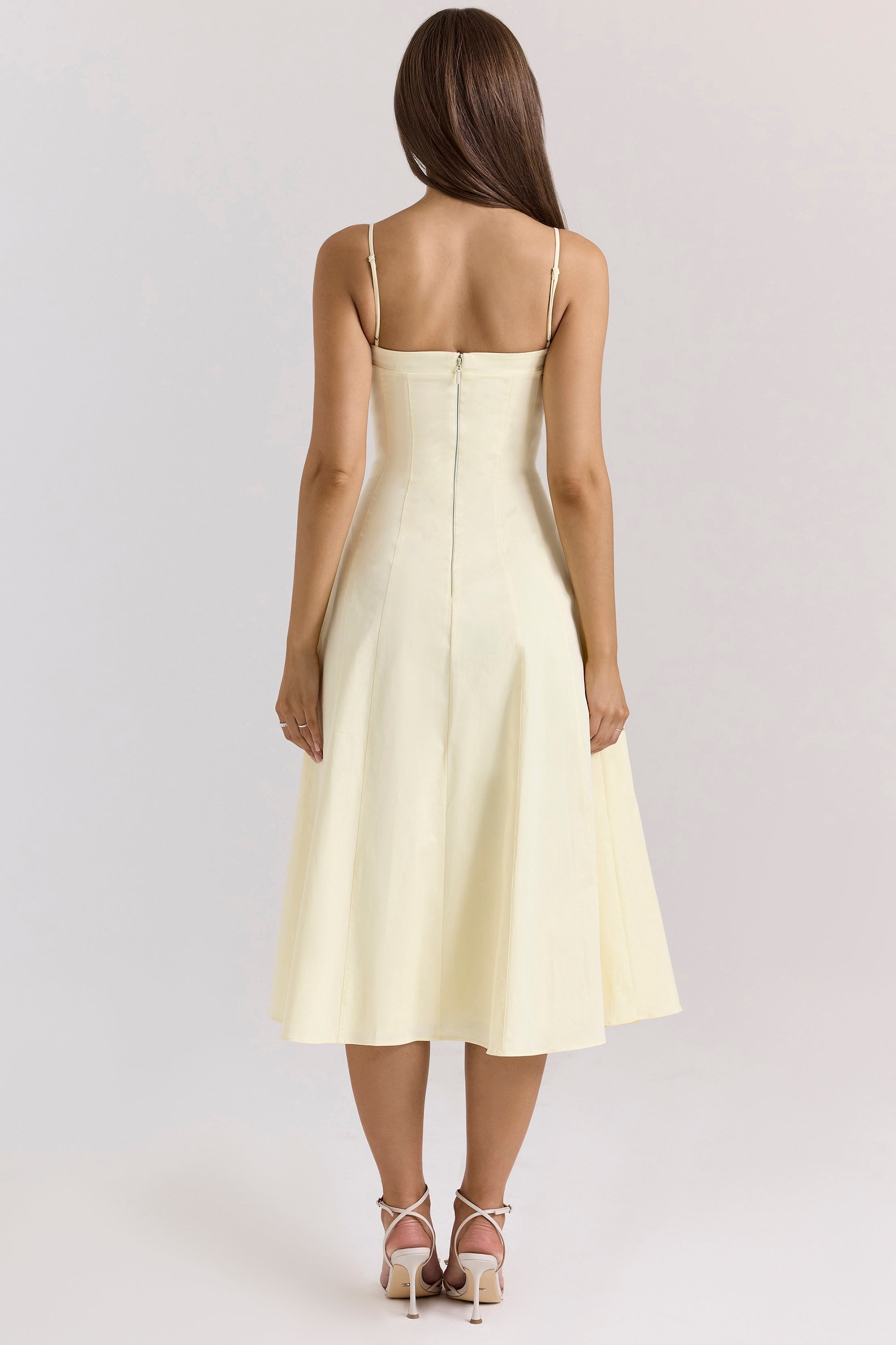 lemon stretch cotton a-line midi sundress
