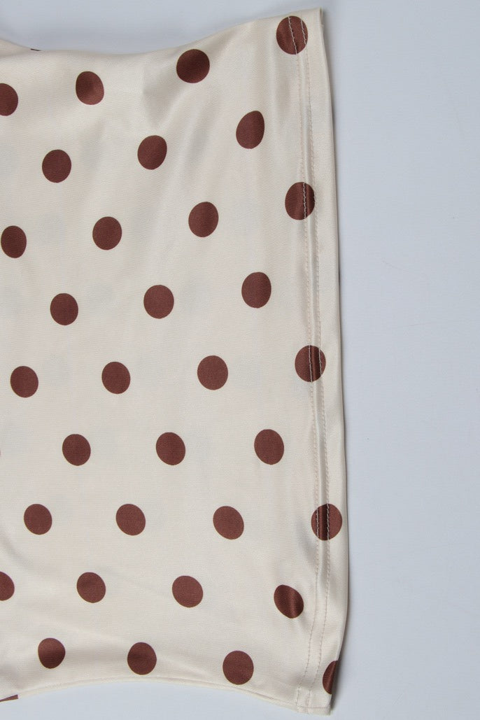 Apricot Polka Dot Tie Neck Sleeveless Halter Top