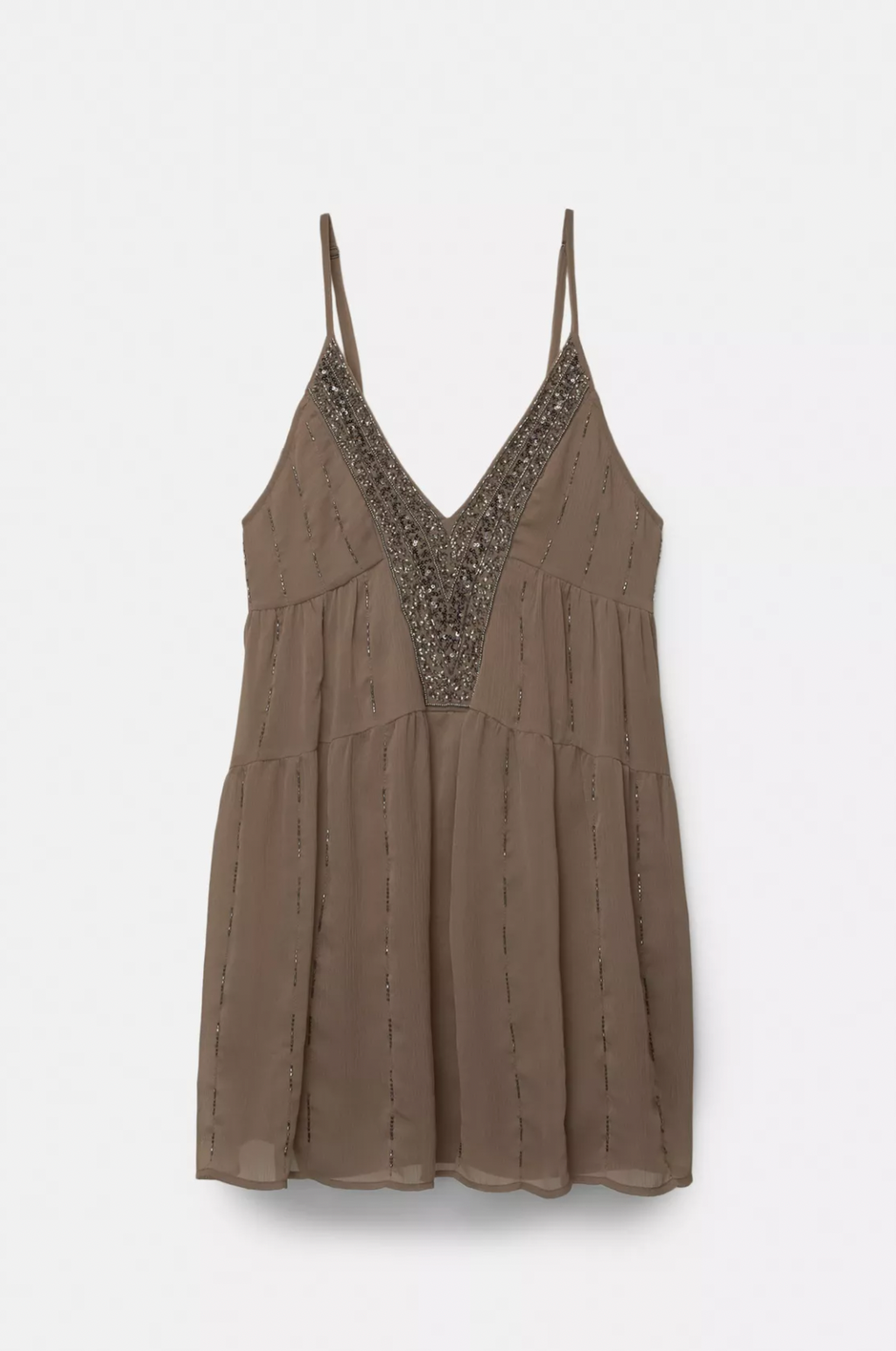 Liora — Lightweight Beaded Boho Mini Dress with V-Neck