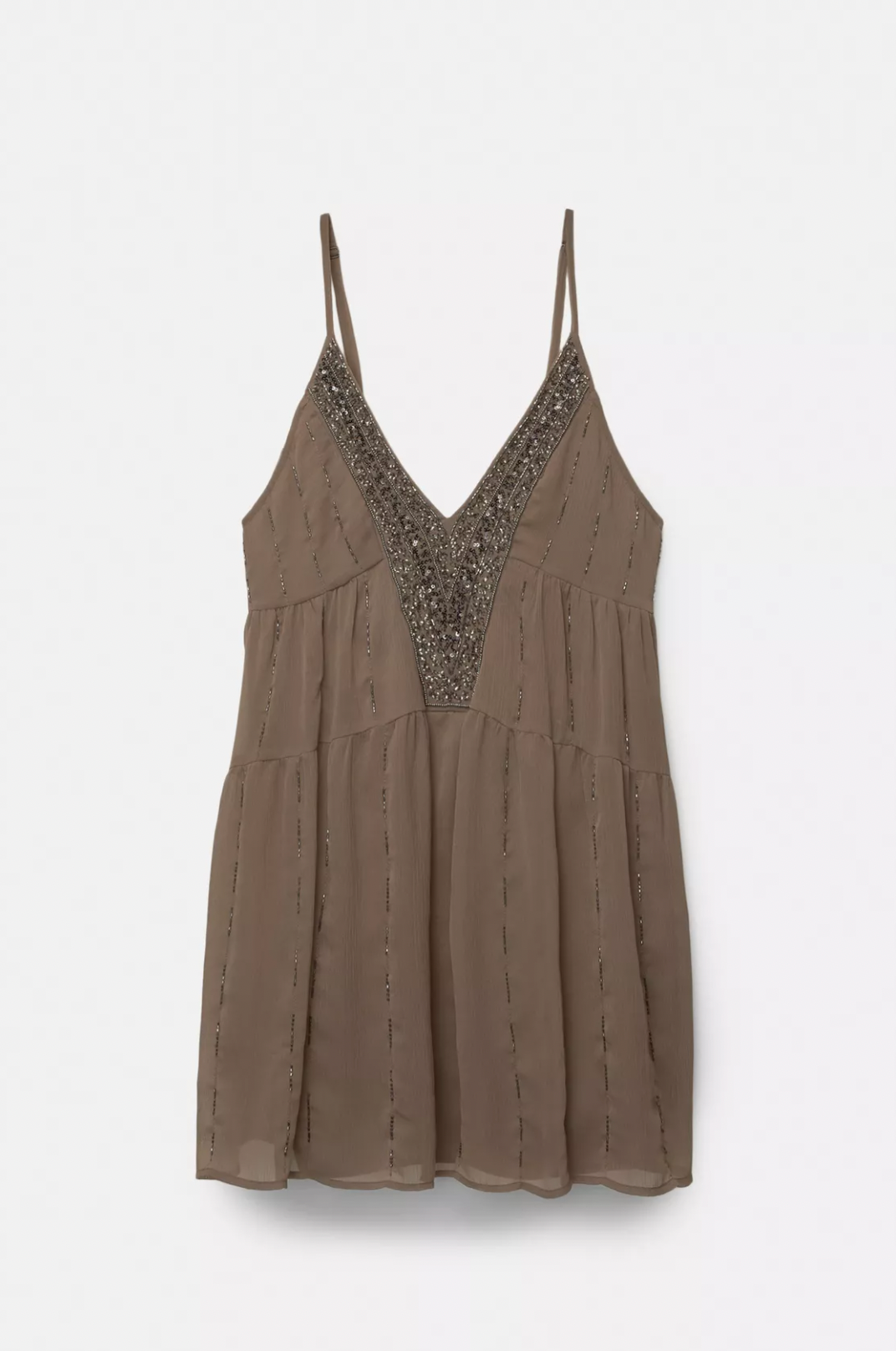 Liora — Lightweight Beaded Boho Mini Dress with V-Neck