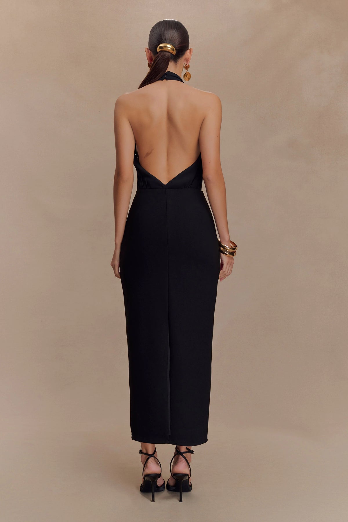 Mierah Halter Midi Dress - Black