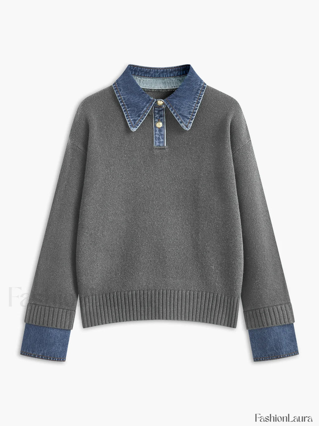 2 in 1 Panel Lapel Sweater