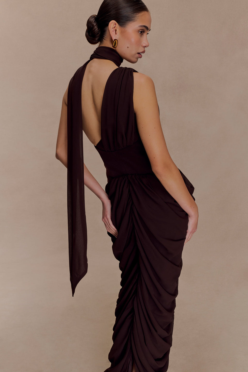 Alex Chiffon Maxi Dress - Cacao Brown