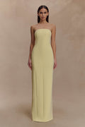 Kalila Strapless Crepe Maxi Dress - Lemon