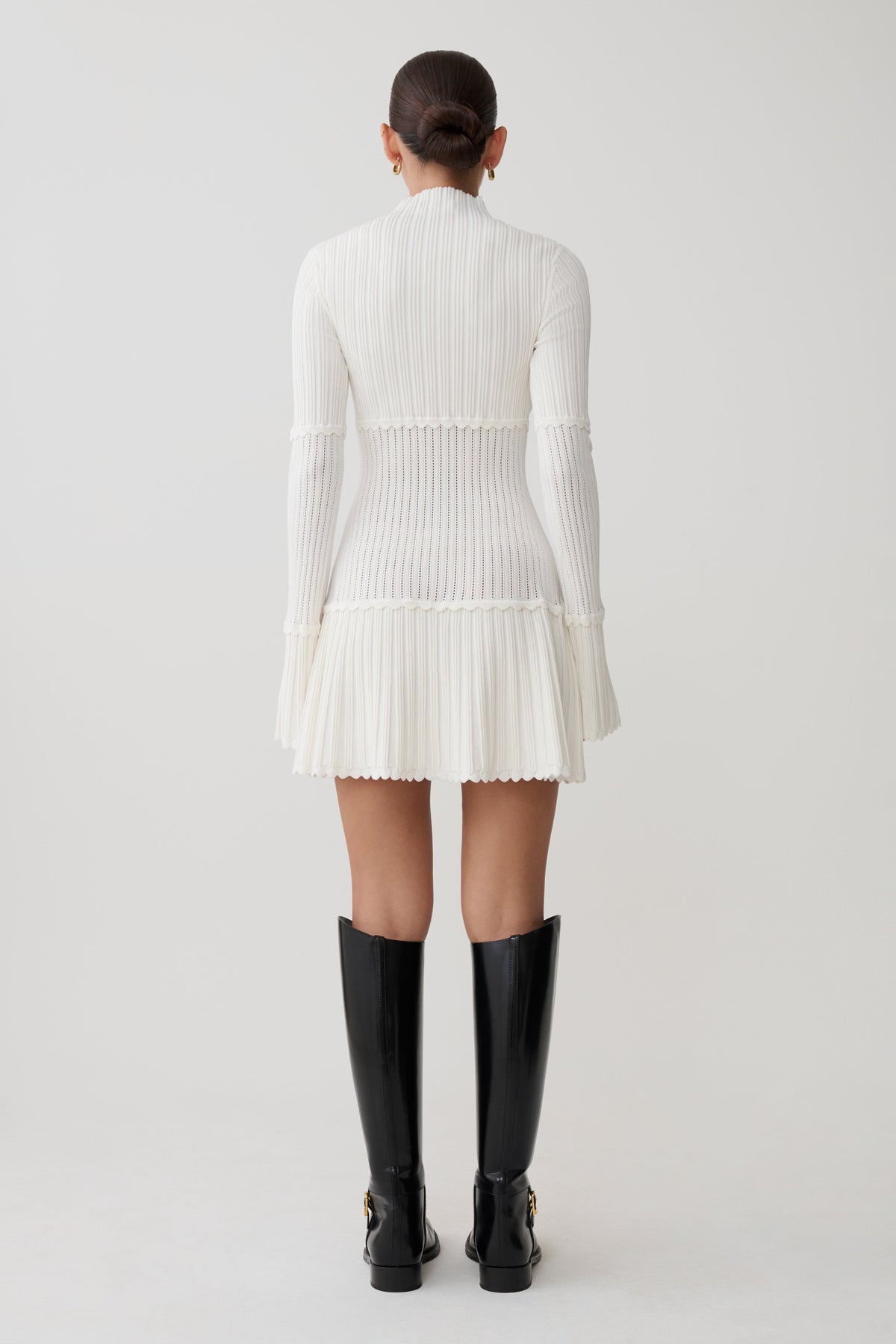 Adena Pointelle Knit Mini Dress - Ivory