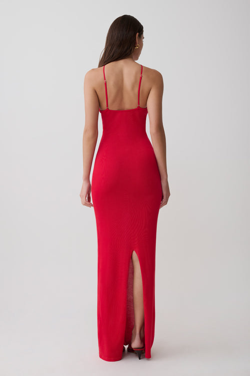 Ashtin Cross Front Knit Maxi Dress - Red