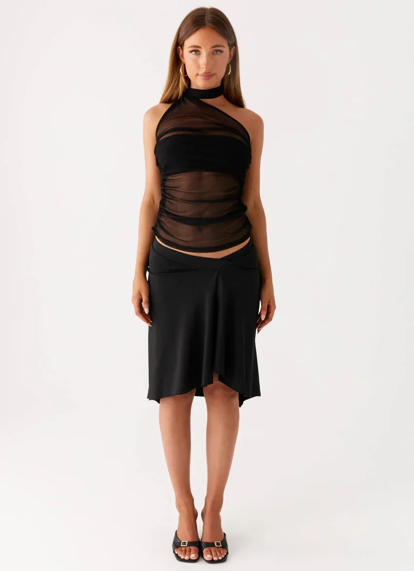 Ezzie Scarf Top - Black