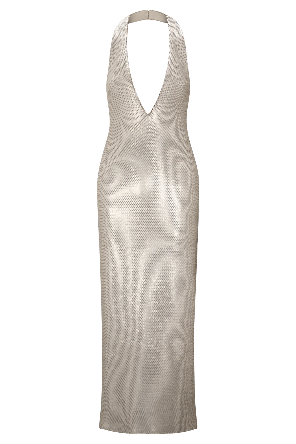 Carnation Sequin Halter Midi Dress - Gold