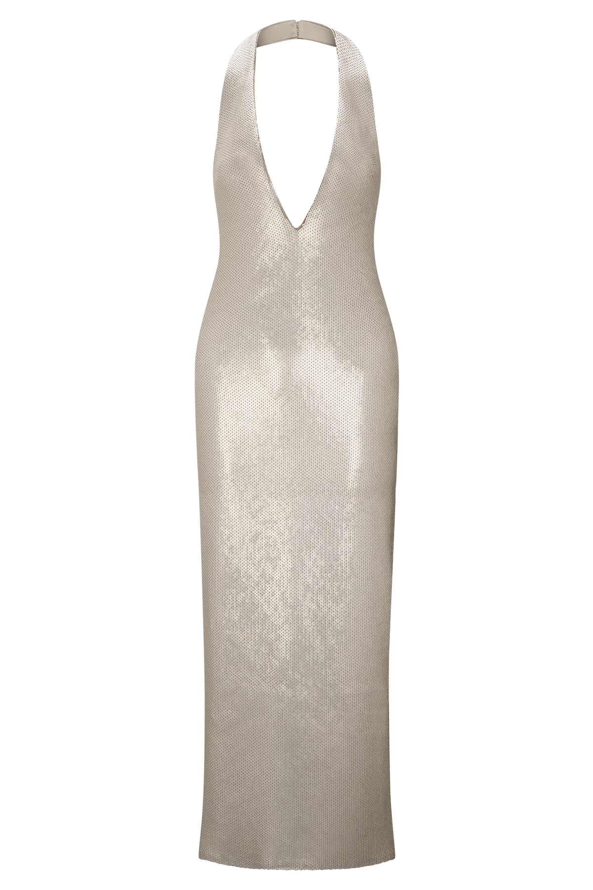 Carnation Sequin Halter Midi Dress - Gold