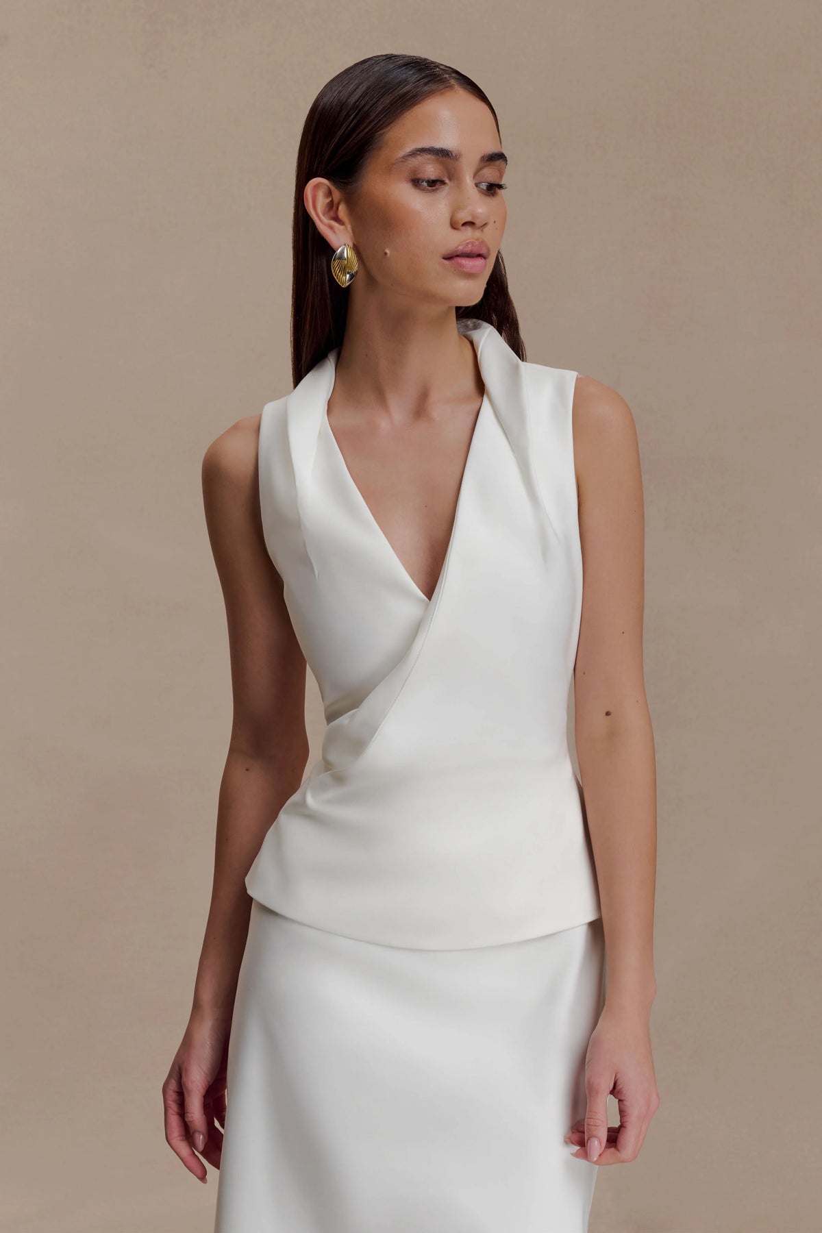 Yanina Cotton Halter Midi Dress - White