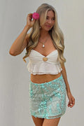 3D Embroidered Sheer Mesh Sequin Floral Skirt