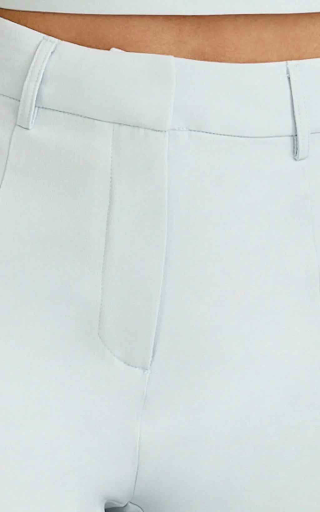 Kenna Two Piece Set - Gathered Bust Top And High Waist Straight Leg Pants Set in Baby Blue