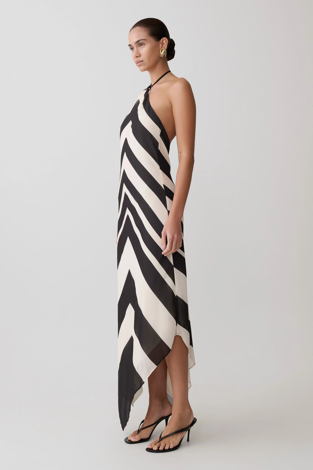 Hope Satin Halter Midi Dress - Black/White