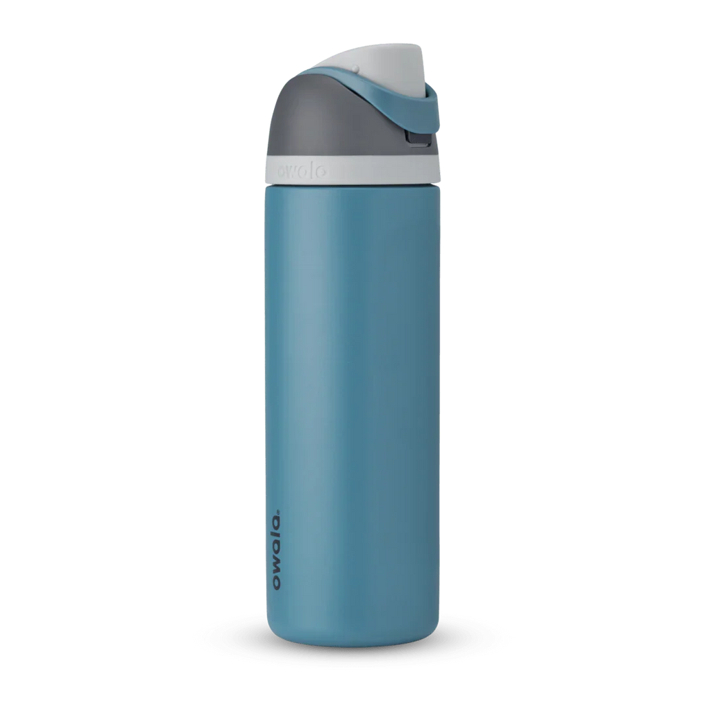 Owala FreeSip Insulated Stainless Steel Water Bottle with Straw for Sports and Travel. BPA-Free. 24-oz. Grey/Blue