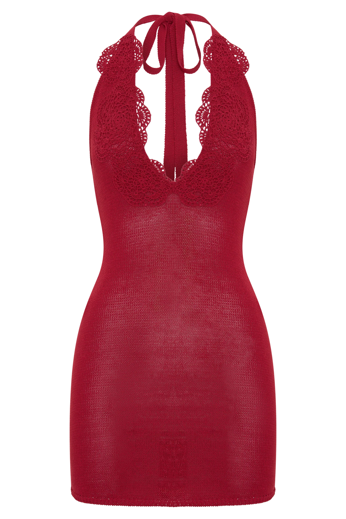 Bohdie Crochet Halter Mini Dress - Pomegranate