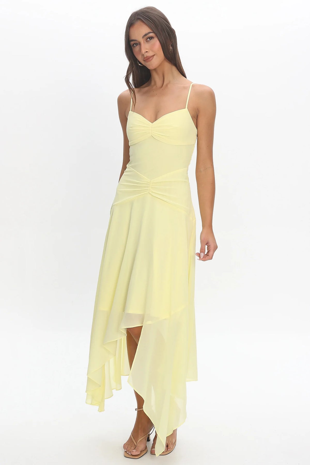 Formentera Asymmetric Midi Dress Baby Yellow