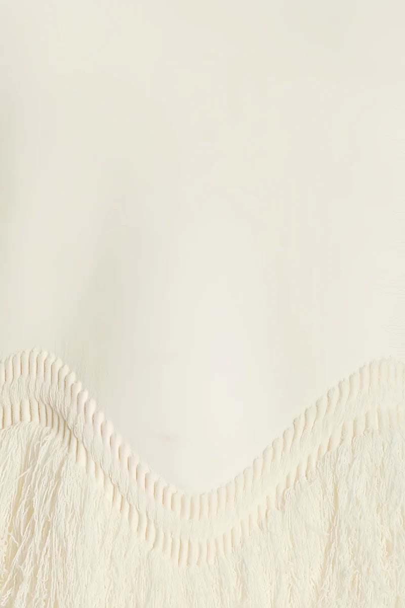 Jora White Fringe Maxi Dress Two Piece Set
