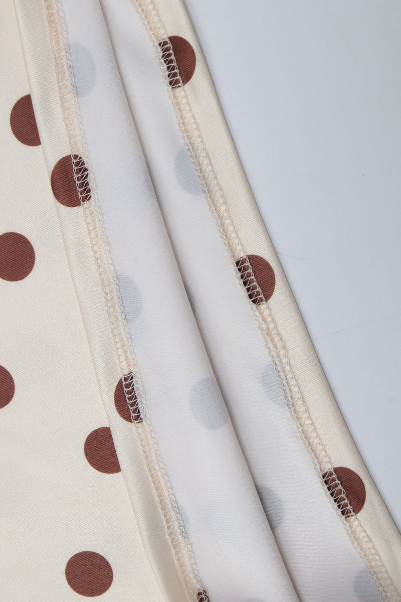 Apricot Polka Dot Tie Neck Sleeveless Halter Top
