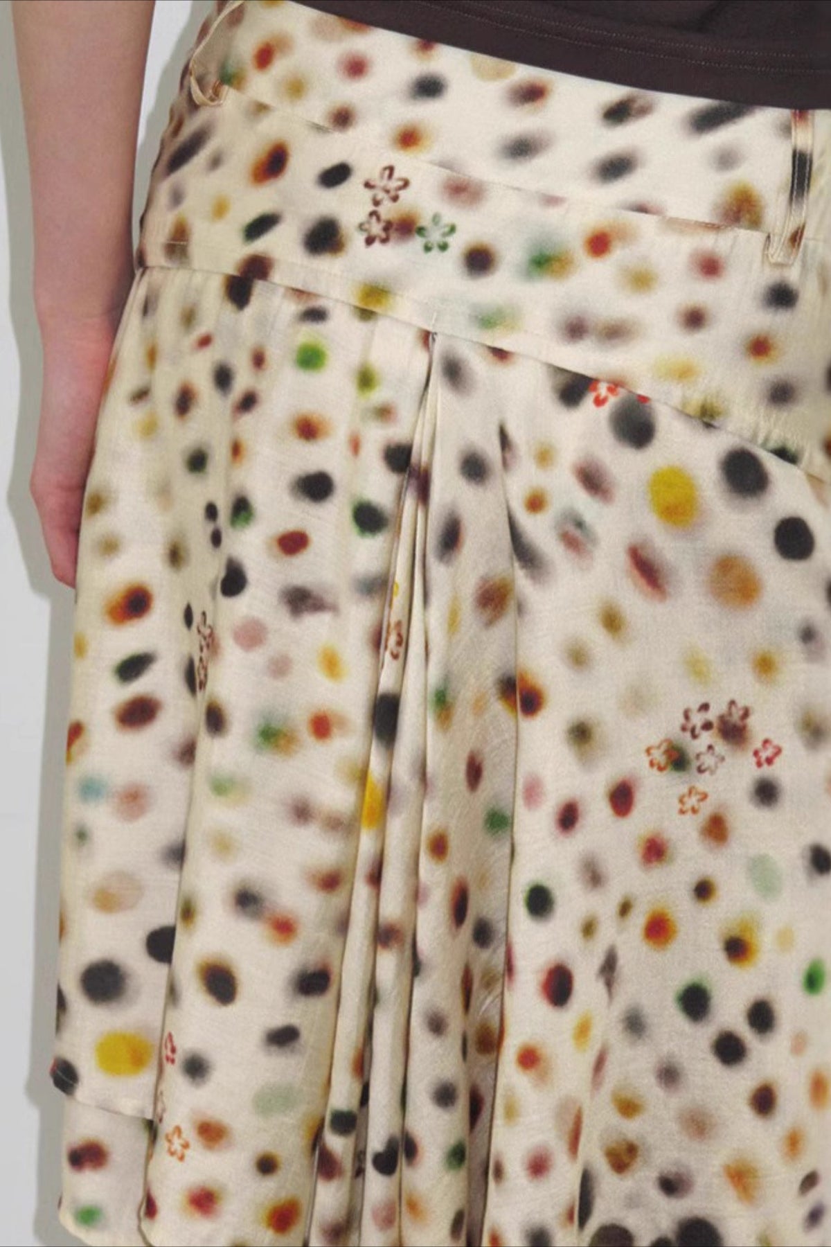 Acetate Lyocell Psychedelic Dot Midi Skirt