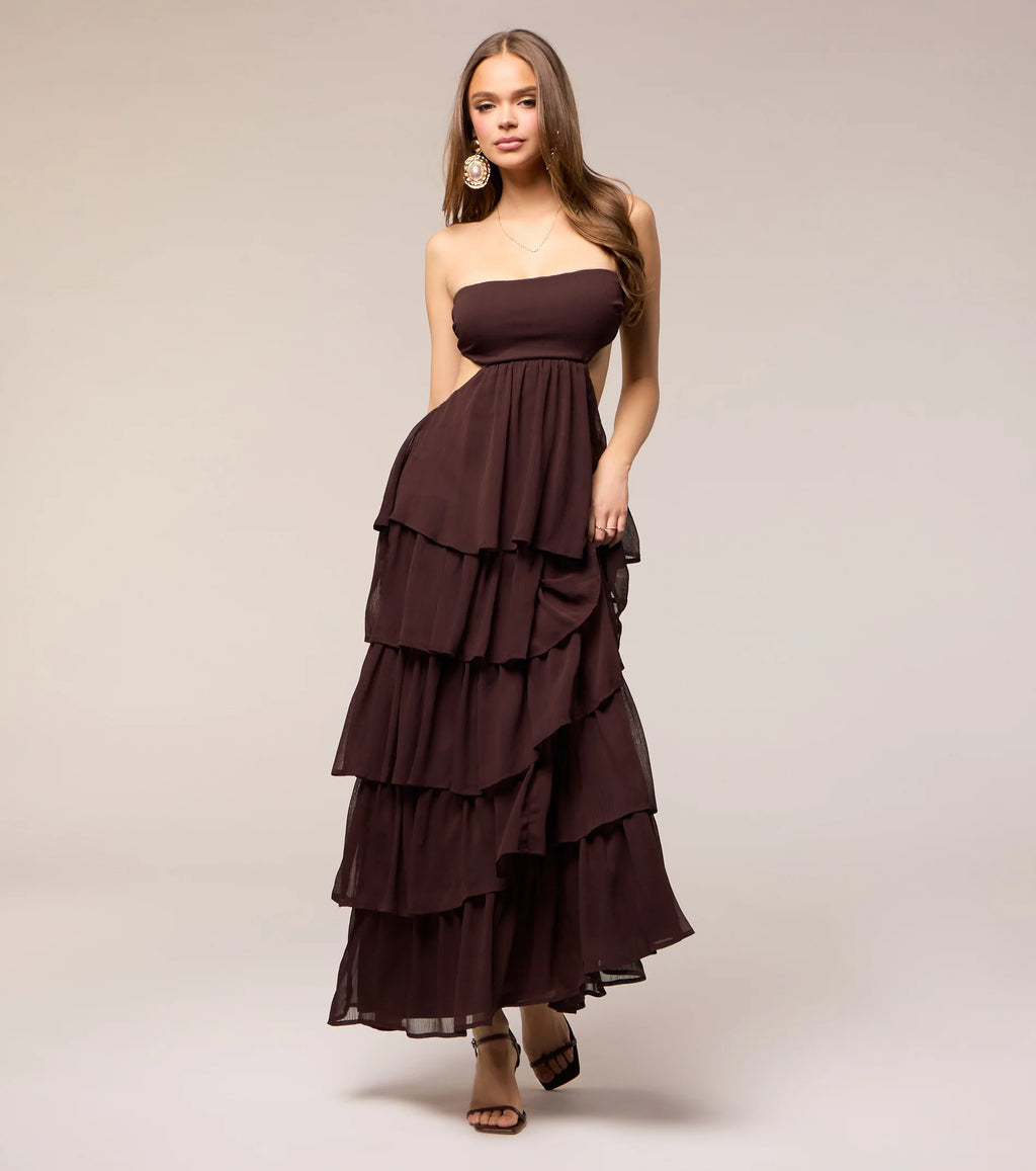 Soft Drama Strapless Tiered Ruffle Maxi Dress