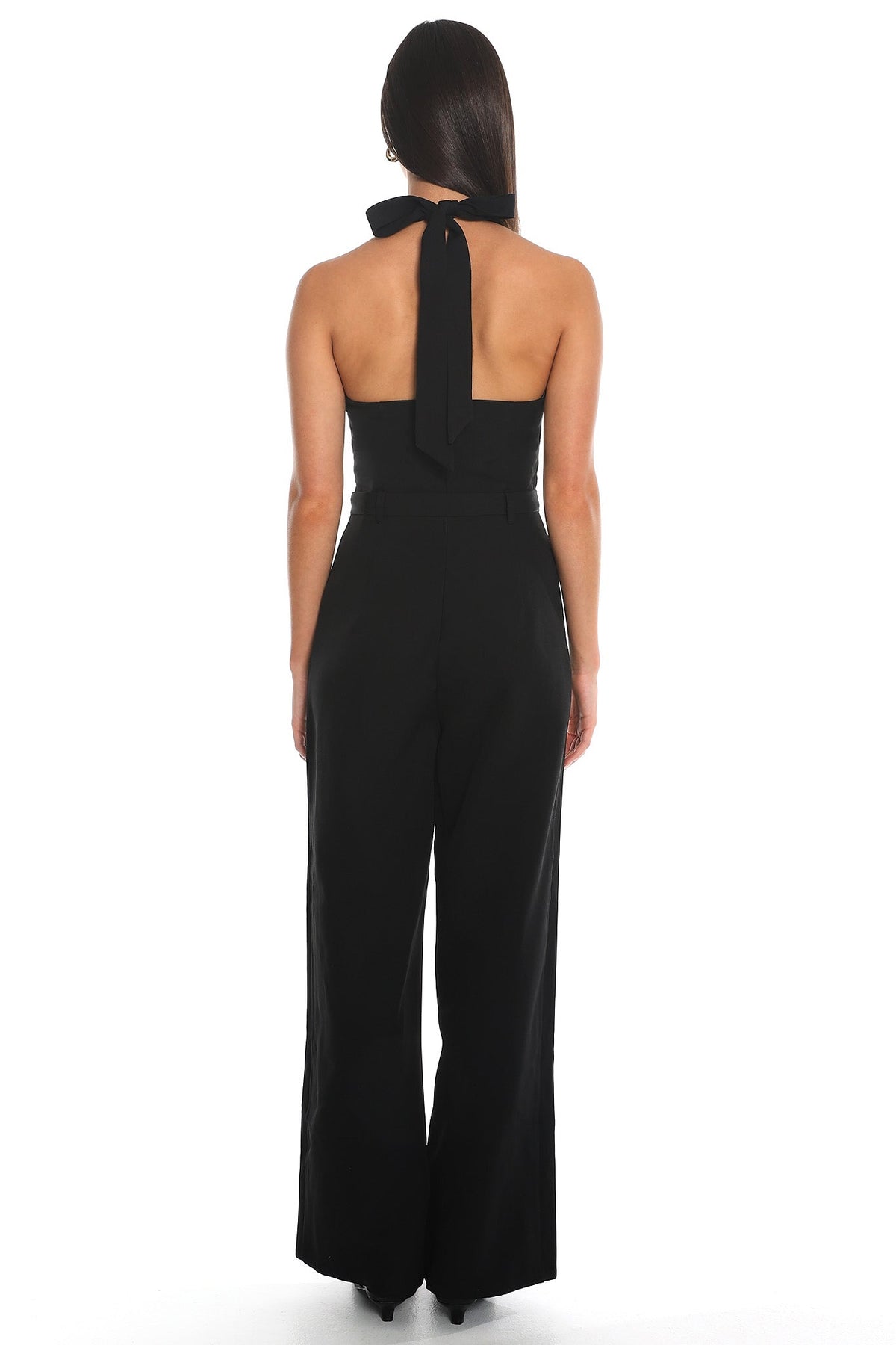 Smoke Screen Halter Wide-Leg Jumpsuit Black