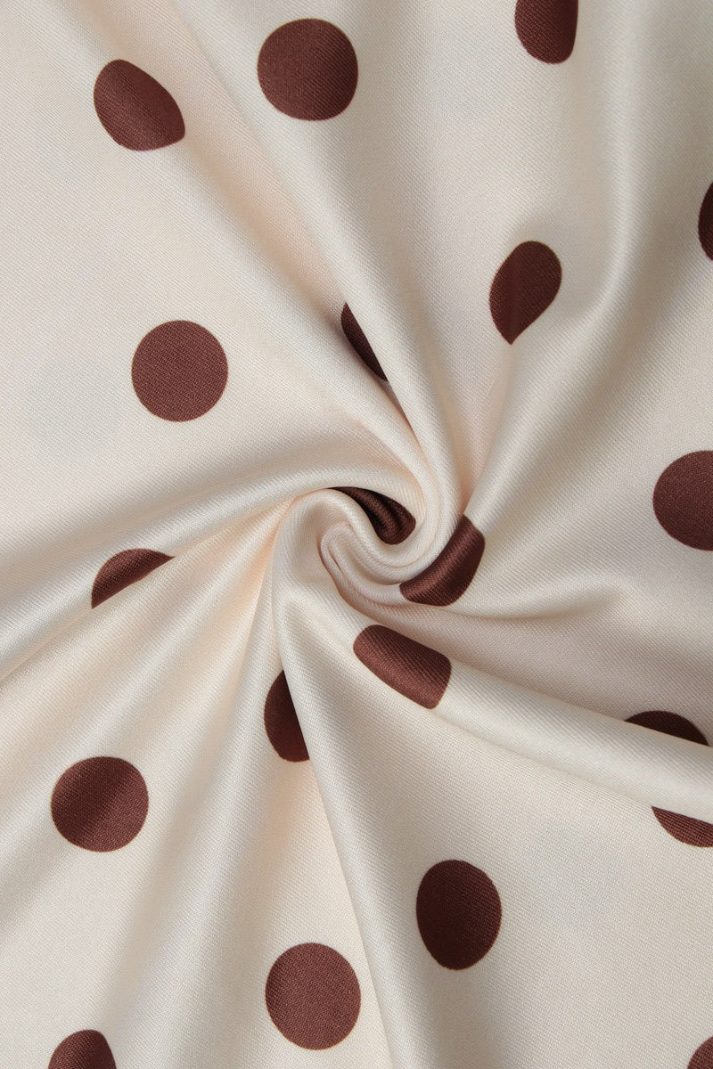 Apricot Polka Dot Tie Neck Sleeveless Halter Top