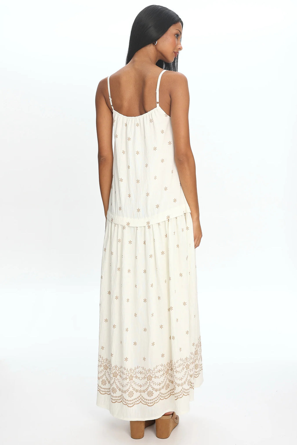 Adella Drop Waist Maxi Dress Beige