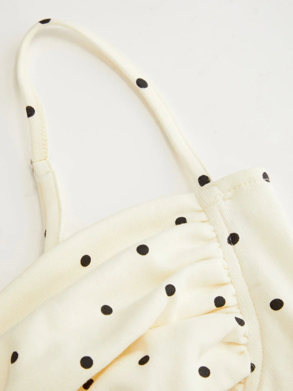 Cotton Polka Dot Ruched Knotted Cropped Cami Top