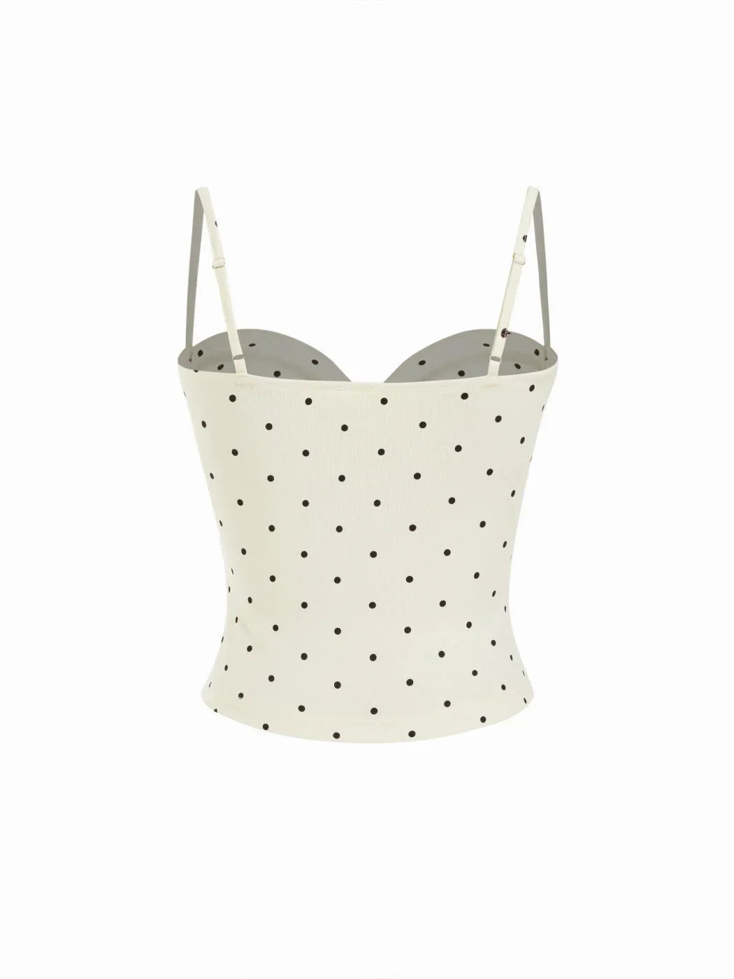 Cotton Polka Dot Ruched Knotted Cropped Cami Top