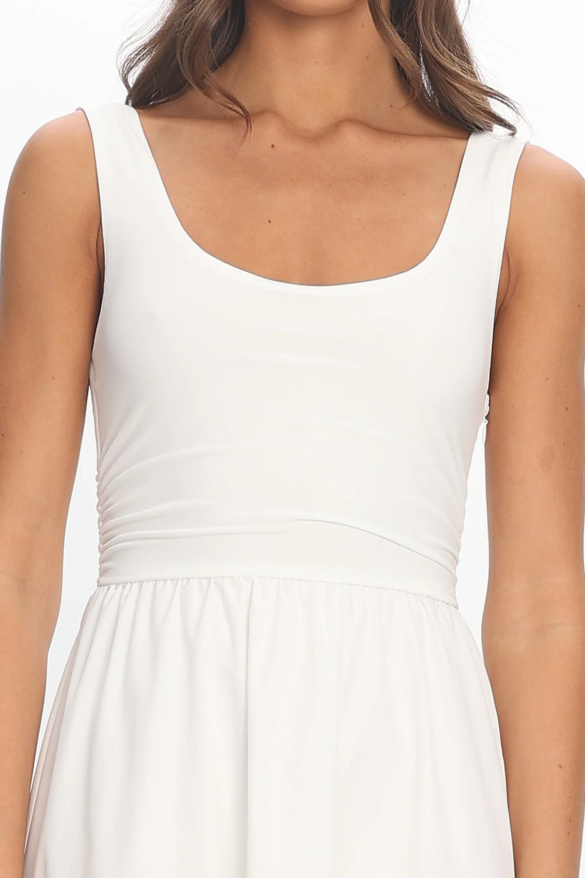 Ivory Muse Ruched Tank Maxi Dress Off White