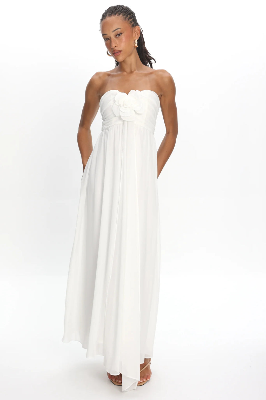 Sylvi Embellished Bust Maxi Dress Oyster