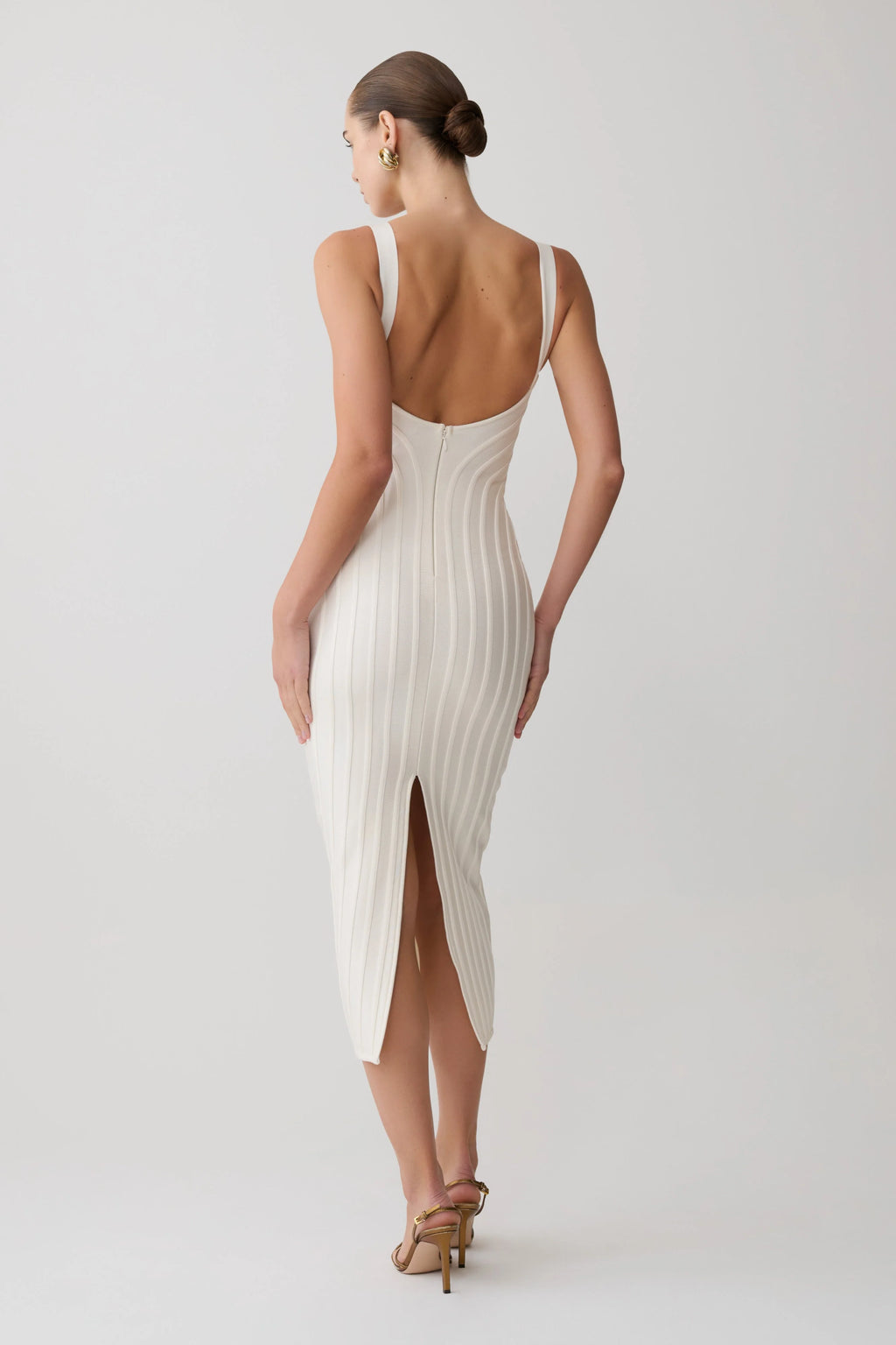 Gia Bandage Knit Midi Dress - Ivory