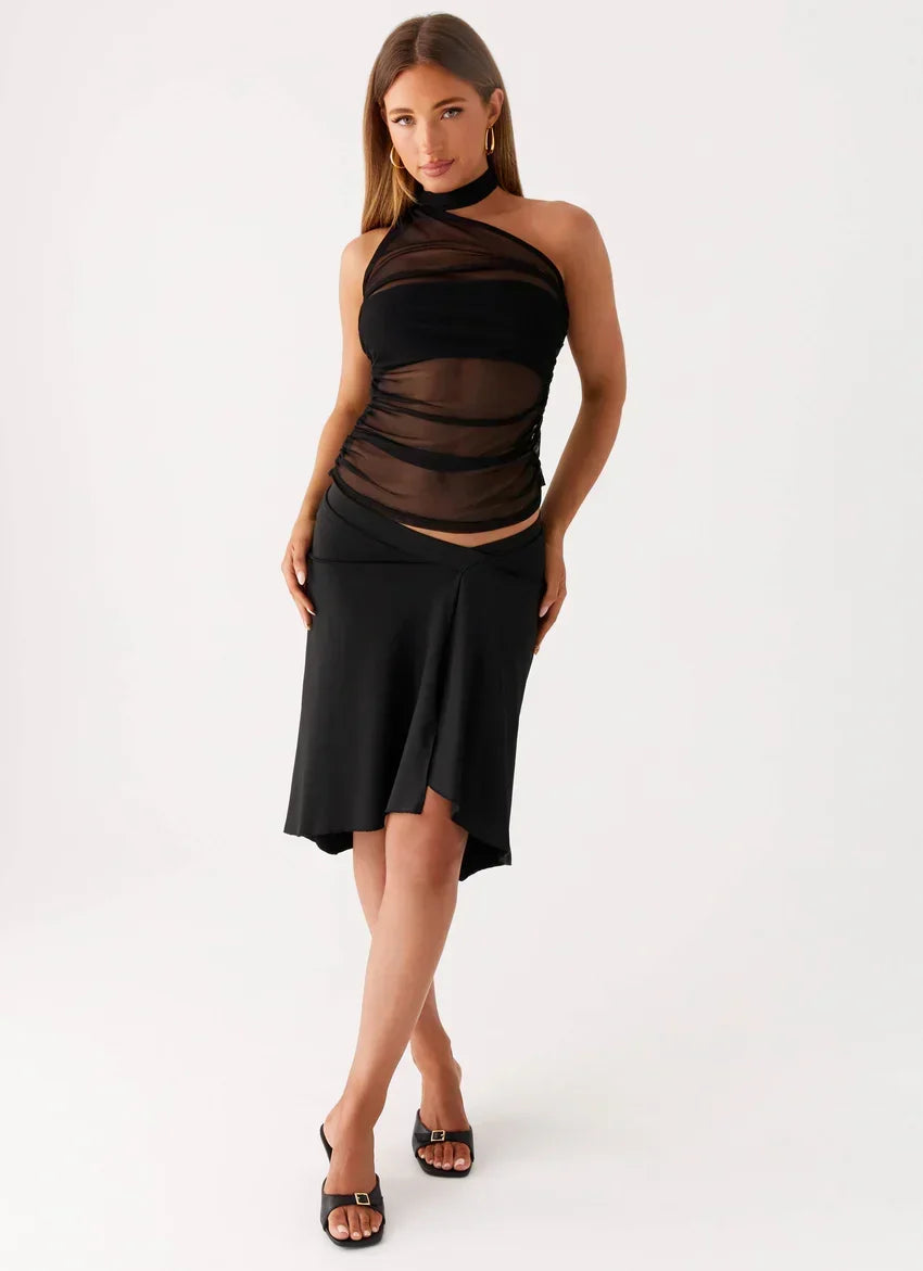 Ezzie Scarf Top - Black
