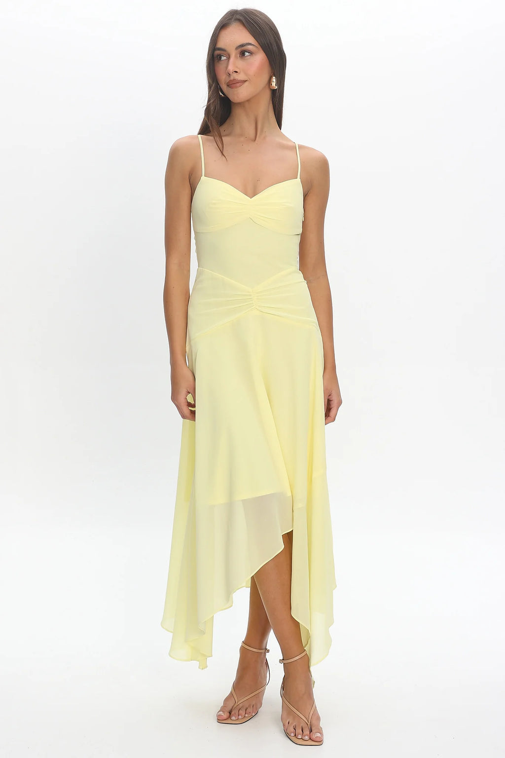Formentera Asymmetric Midi Dress Baby Yellow