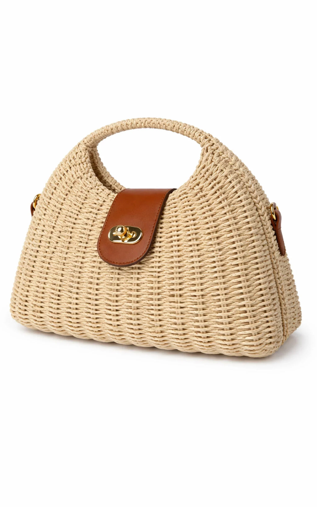 Ebony Bag - Straw Crossbody Bag in Tan
