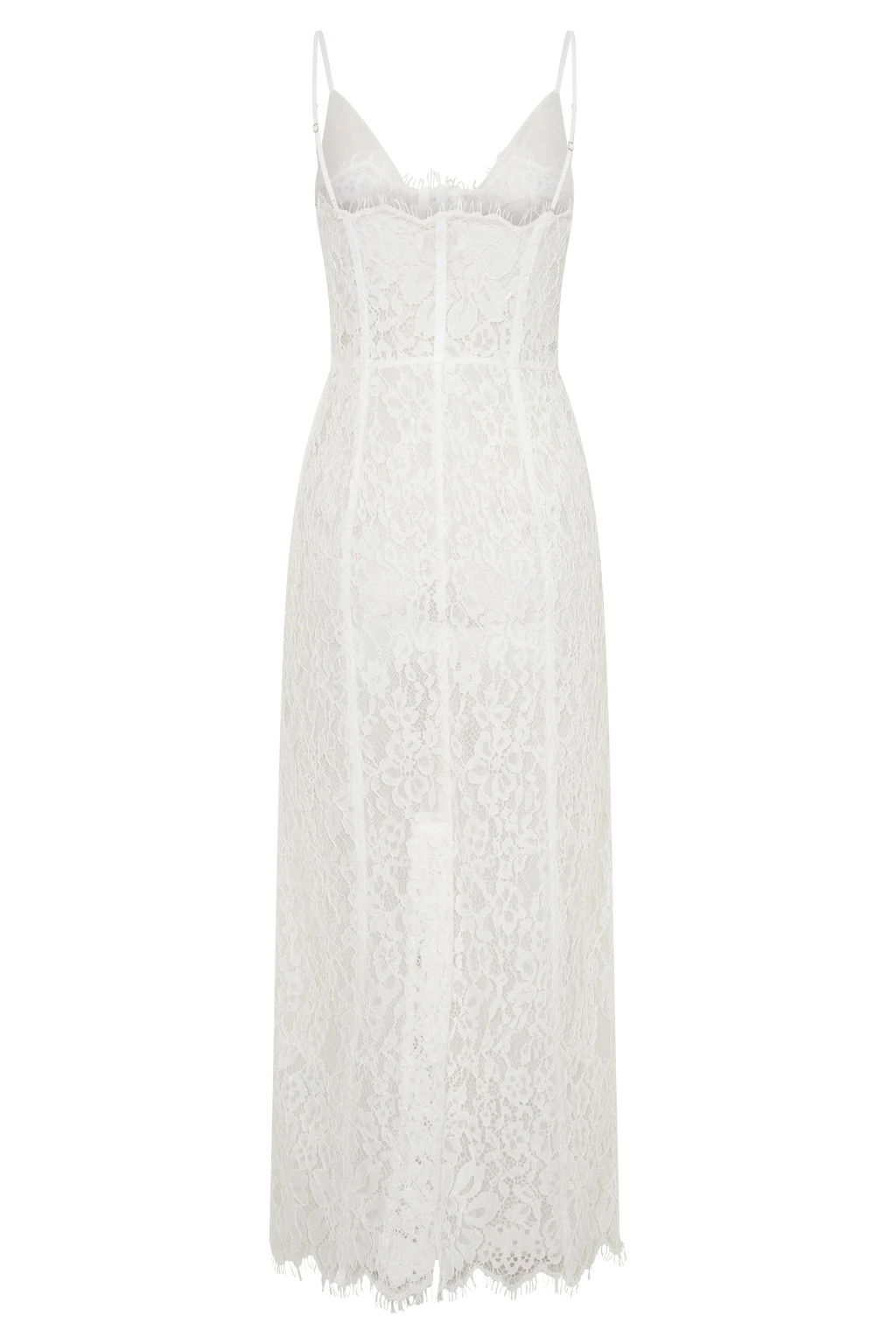 Ottilie Lace And Mesh Midi Dress - White
