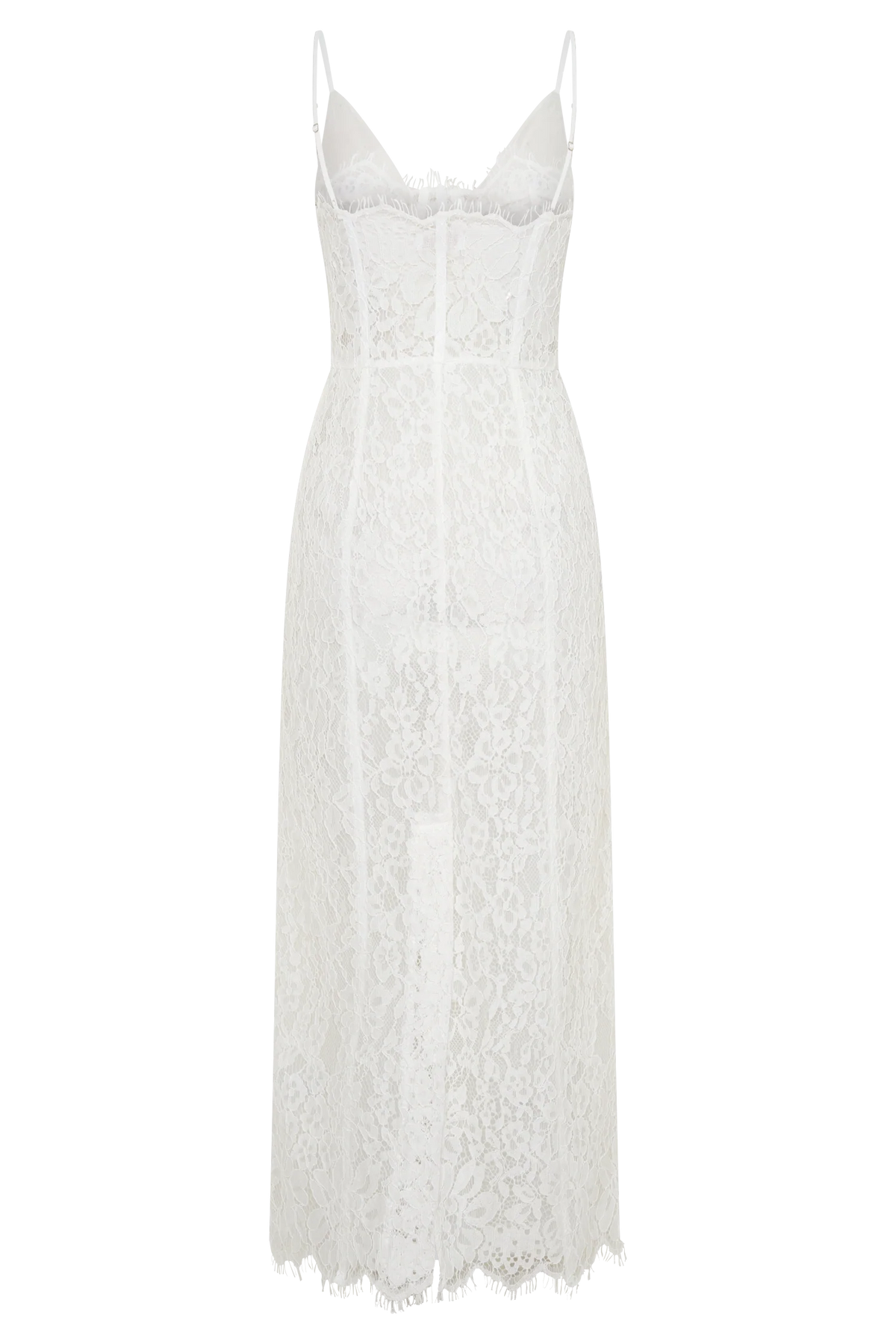 Ottilie Lace And Mesh Midi Dress - White