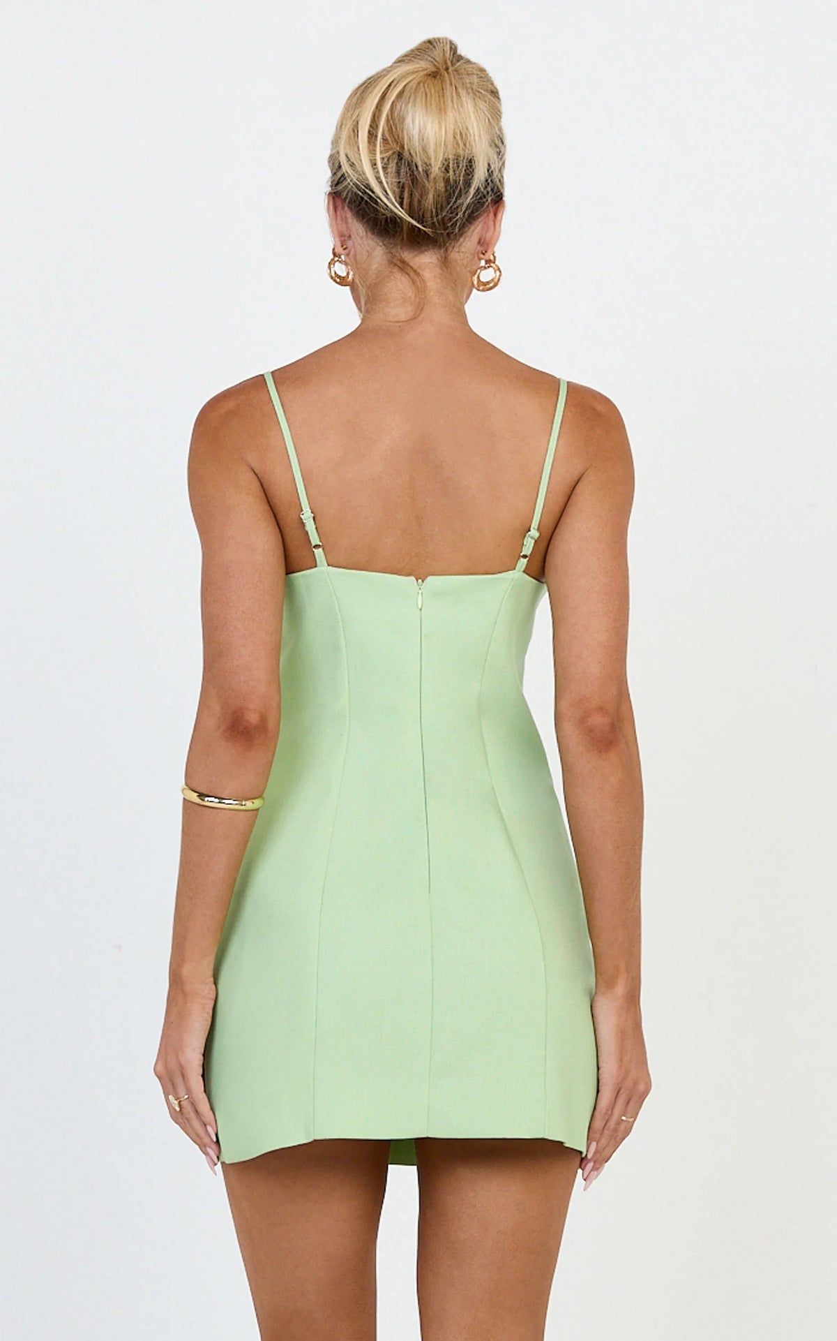 3D Floral Strappy Dress in Apple Green