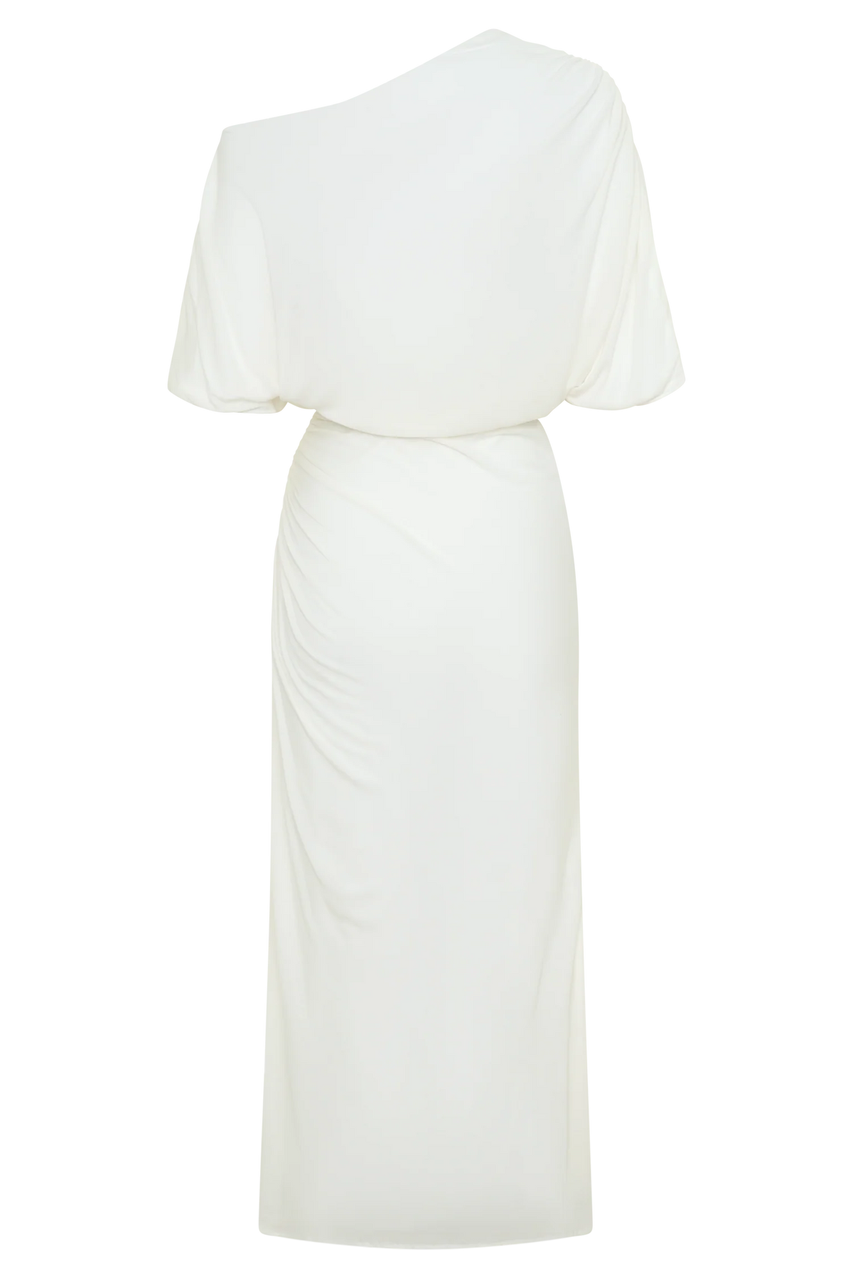 Alva Wool Lyocell Draped Midi Dress - White