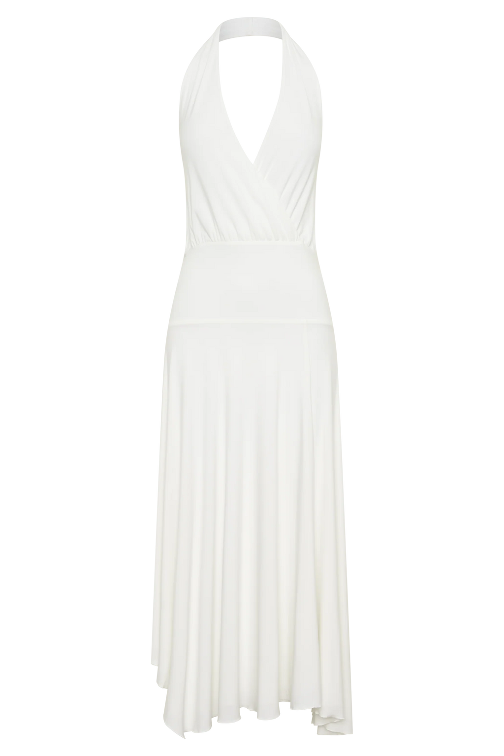 Krish Hankie Halter Midi Dress - White