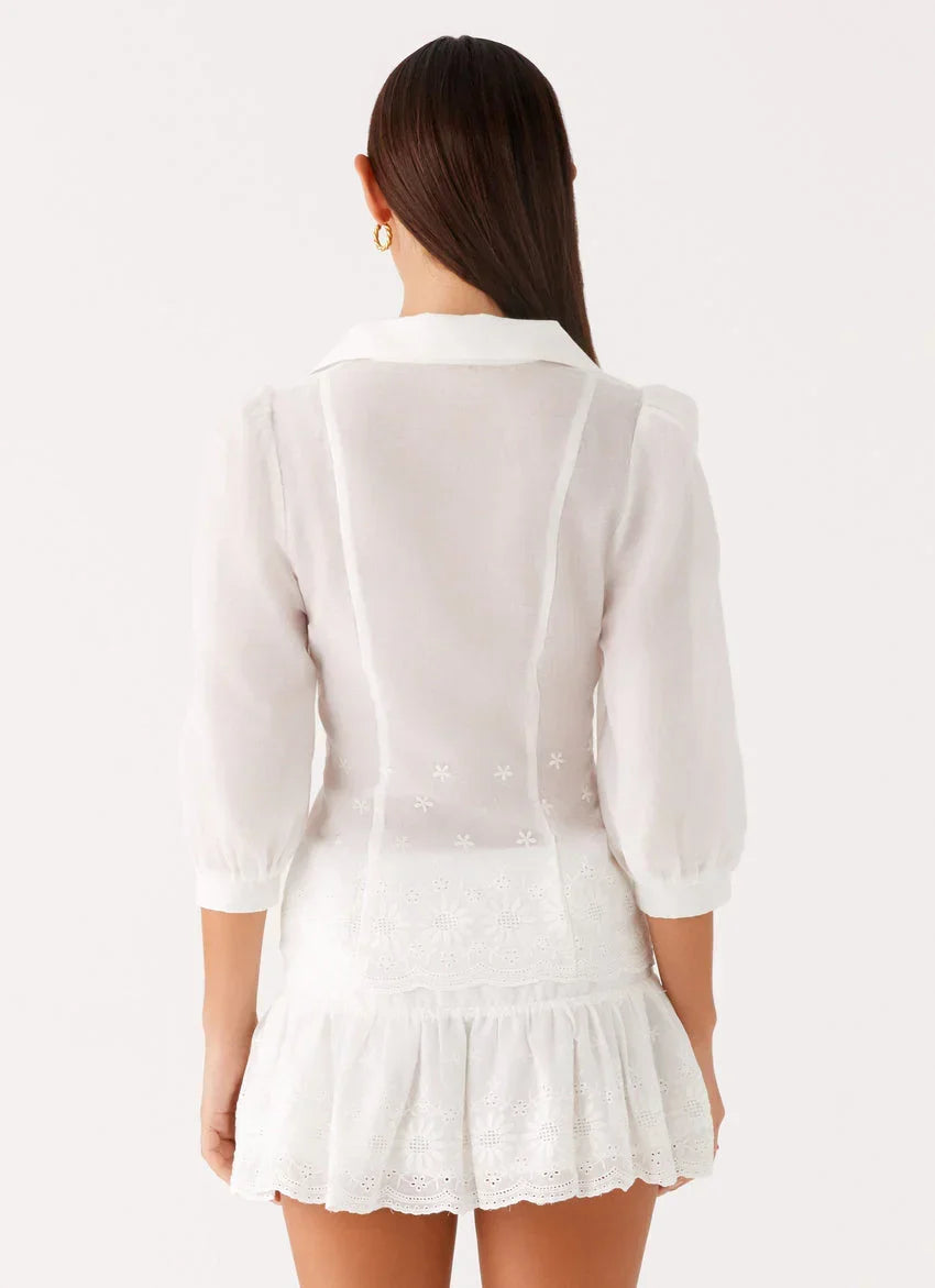 Sync Love Broderie Mini Skirt - White