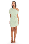 Parisi Twist One-Shoulder Mini Dress Pistachio